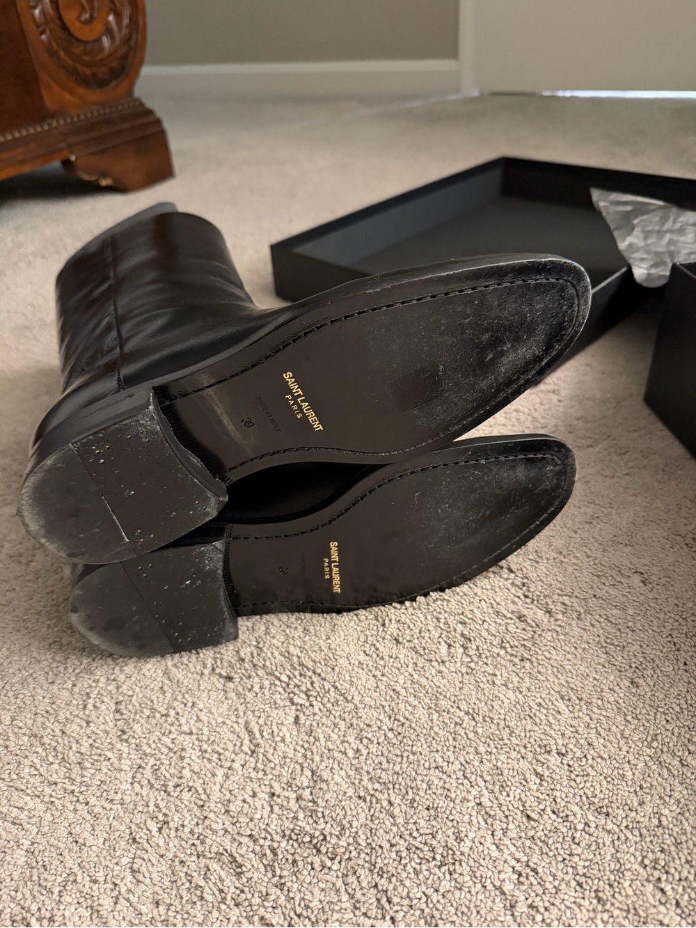 Saint Laurent Black Leather Tall Boots size 39 - Picture 5 of 5